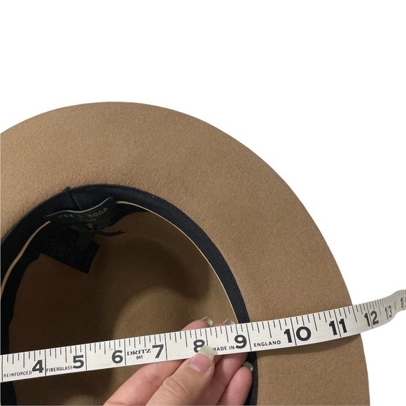 rag & bone Womens Large Cognac Brown Braided Leather Brass Band Wool Fedora Hat main image 7